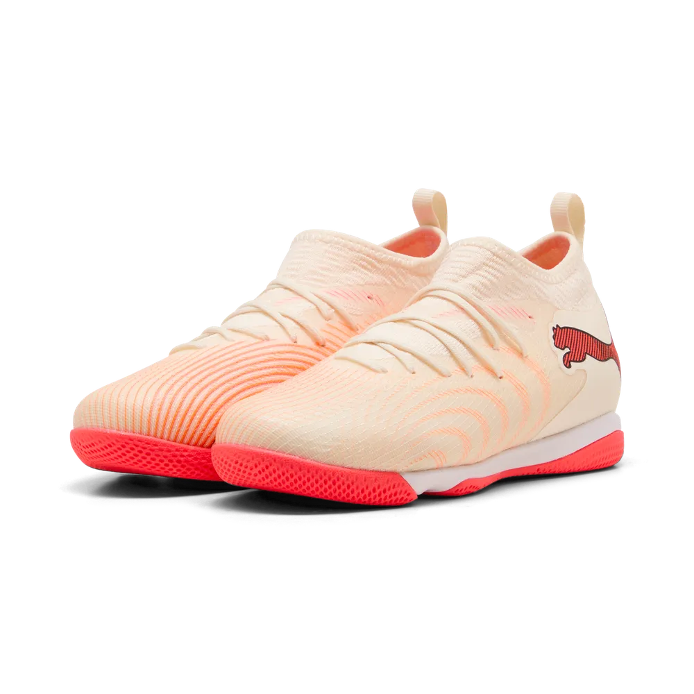 Puma FUTURE 9 MATCH IT + Mid Hallenfußballschuhe Kinder – Sugared Almond / White Ultra Red / Black