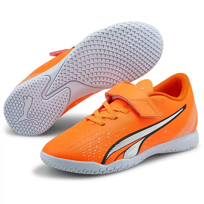 Puma ULTRA PLAY IT V JR Hallenschuh - orange white blue glimmer Puma ULTRA PLAY IT V JR Hallenschuh - orange white blue glimmer
