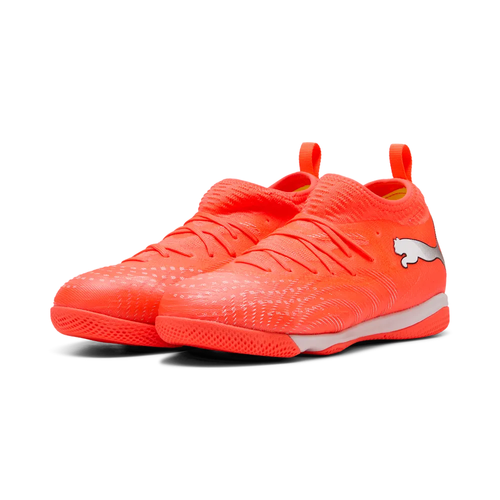 Puma FUTURE 9 MATCH IT + MID Jr Hallenfußballschuhe Kinder – Glowing Red/White/Black/Sliver Puma FUTURE 9 MATCH IT + MID Jr Hallenfußballschuhe Kinder – Glowing Red/White/Black/Sliver