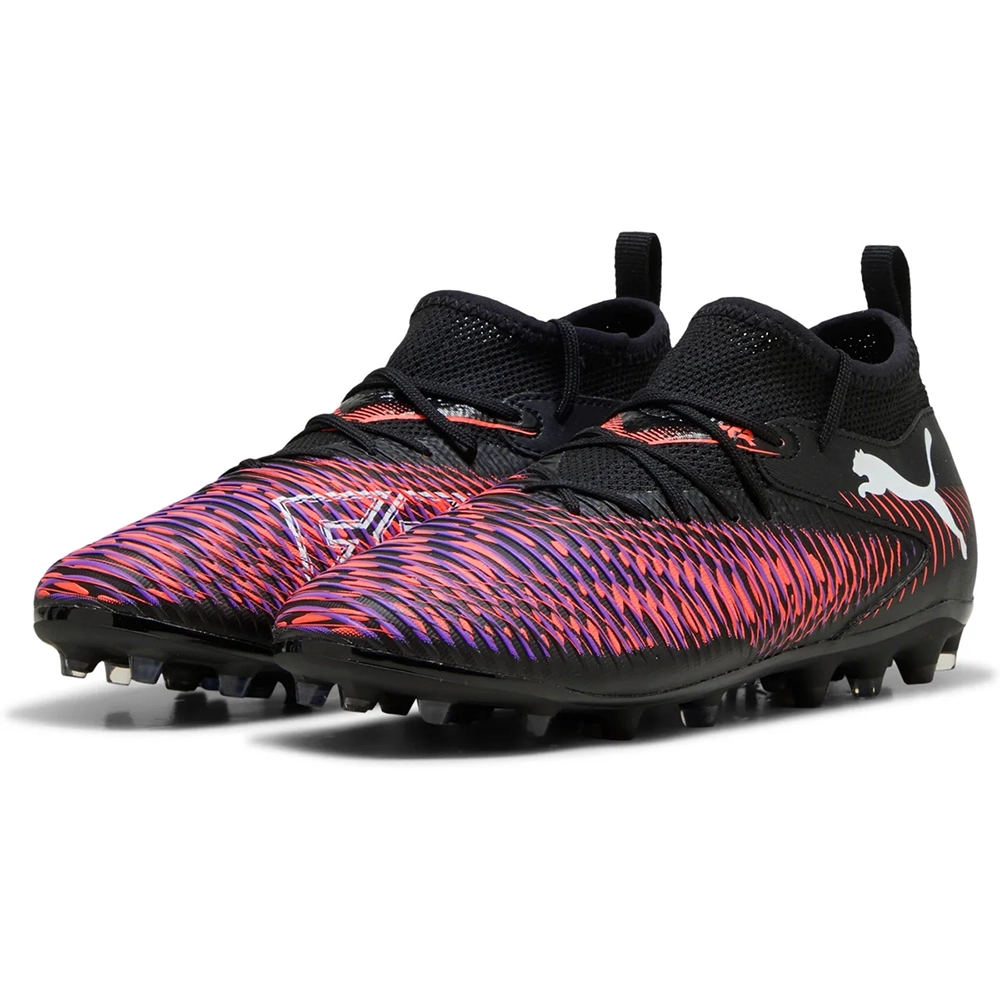 Puma FUTURE 8 MATCH MG Jr Fußballschuhe Kinder – Black White/Glowing Red