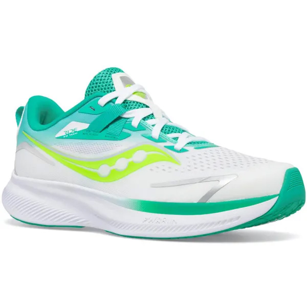 saucony Ride 15 Kinder neutraler Laufschuh - White | Green
