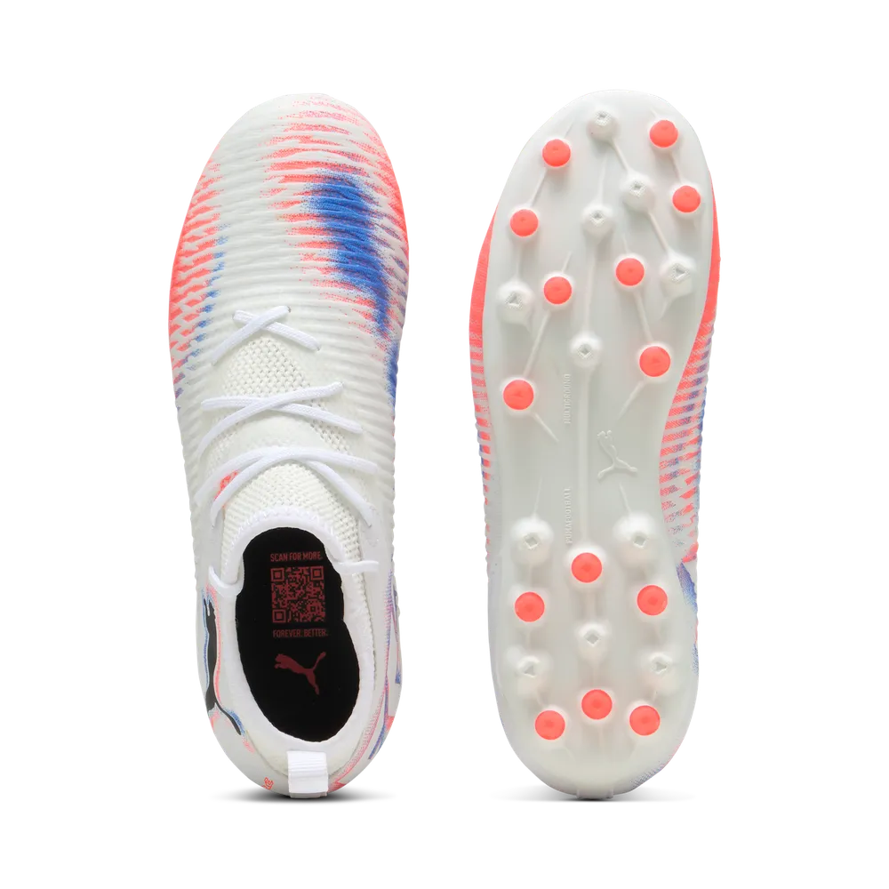 Puma FUTURE 8 MATCH MG Jr Fußballschuhe Kinder – White/Black/Glowing Red