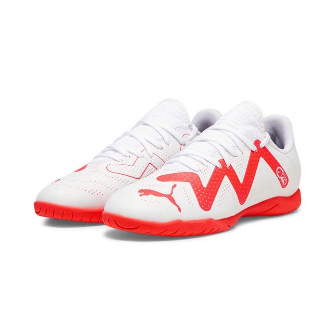 Puma FUTURE PLAY IT JR Hallenschuh - white black fire red Puma FUTURE PLAY IT JR Hallenschuh - white black fire red