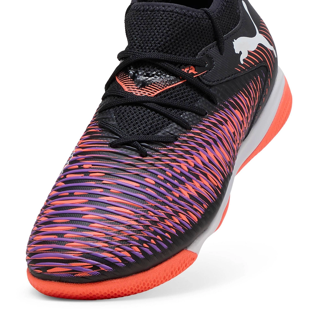 Puma FUTURE 8 MATCH IT + MID Jr Hallenfußballschuhe Kinder – Black White/Glowing Red