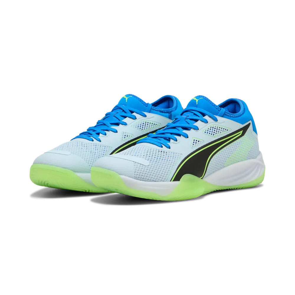 PUMA Eliminate NITRO SQD 4 Hallenschuhe Unisex – Aqua/White/Ultra Blue