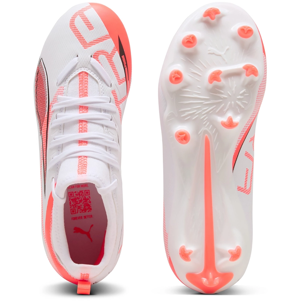 Puma ULTRA 5 MATCH FG/AG Jr Fußballschuhe Kinder – White/Black Glowing Red Puma ULTRA 5 MATCH FG/AG Jr Fußballschuhe Kinder – White/Black Glowing Red