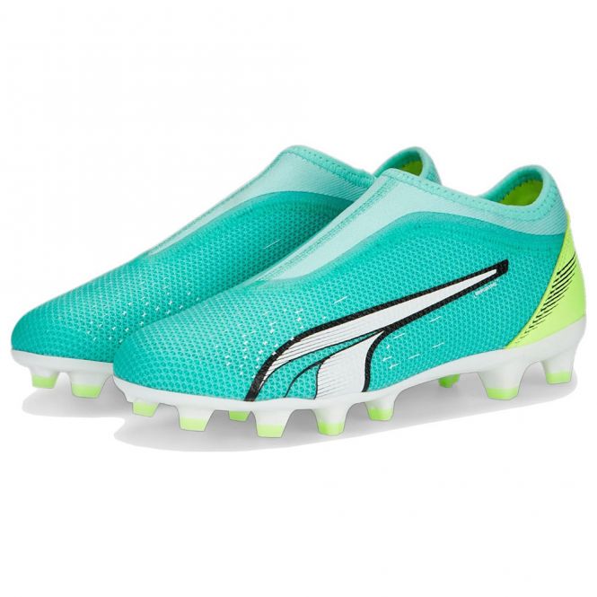 Puma ULTRA MATCH LL FG/AG JR Fussballschuh - Electric Peppermint White-Fast Yellow