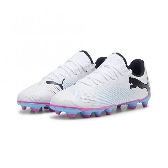 Puma FUTURE 7 PLAY FG/AG JR Fussballschuh - white poison pink Puma FUTURE 7 PLAY FG/AG JR Fussballschuh - white poison pink