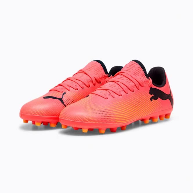 Puma FUTURE 7 PLAY MG JR. Rasen + Kunstrasenschuh - Sunset Glow/Black Sun Stream