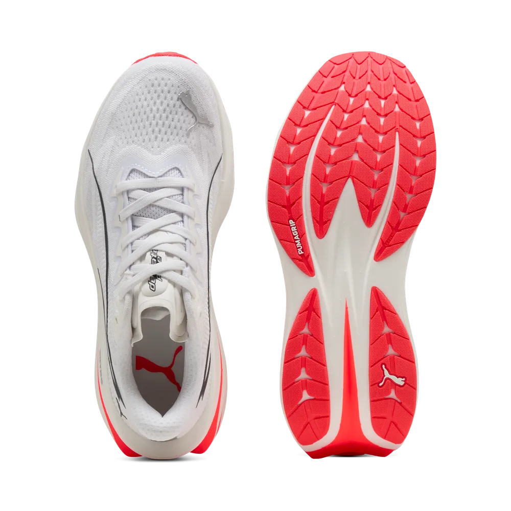 Puma Deviate Pure NITRO Laufschuhe für Damen – White/Ultra Red/Silver