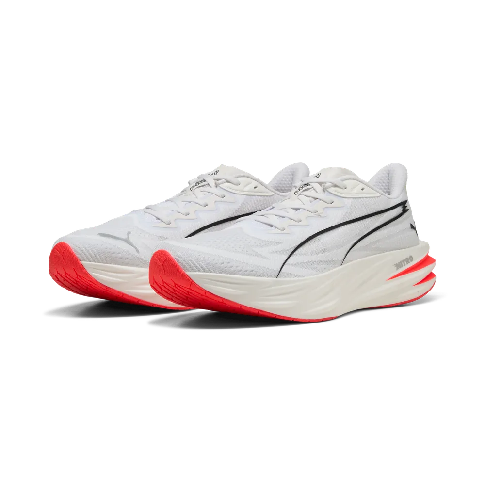 Puma Deviate Pure NITRO Laufschuhe für Herren – White/Ultra Red/Silver