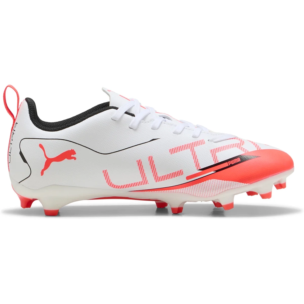 Puma ULTRA 5 PLAY FG/AG Jr Fußballschuhe Kinder – White/Black Glowing Red