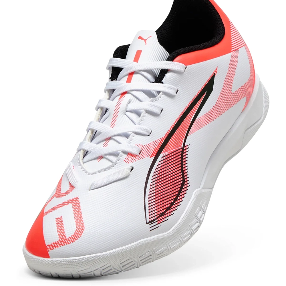 Puma ULTRA 5 PLAY IT Jr Fußballschuhe Kinder – White/Black Glowing Red