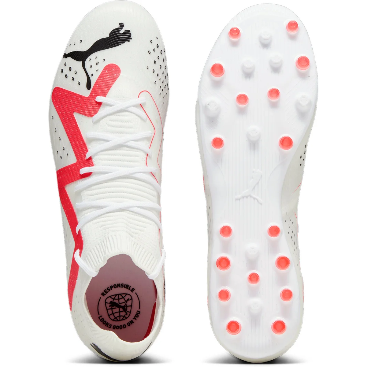 Puma FUTURE MATCH MG Fußballschuhe - White/Black/Fire Red