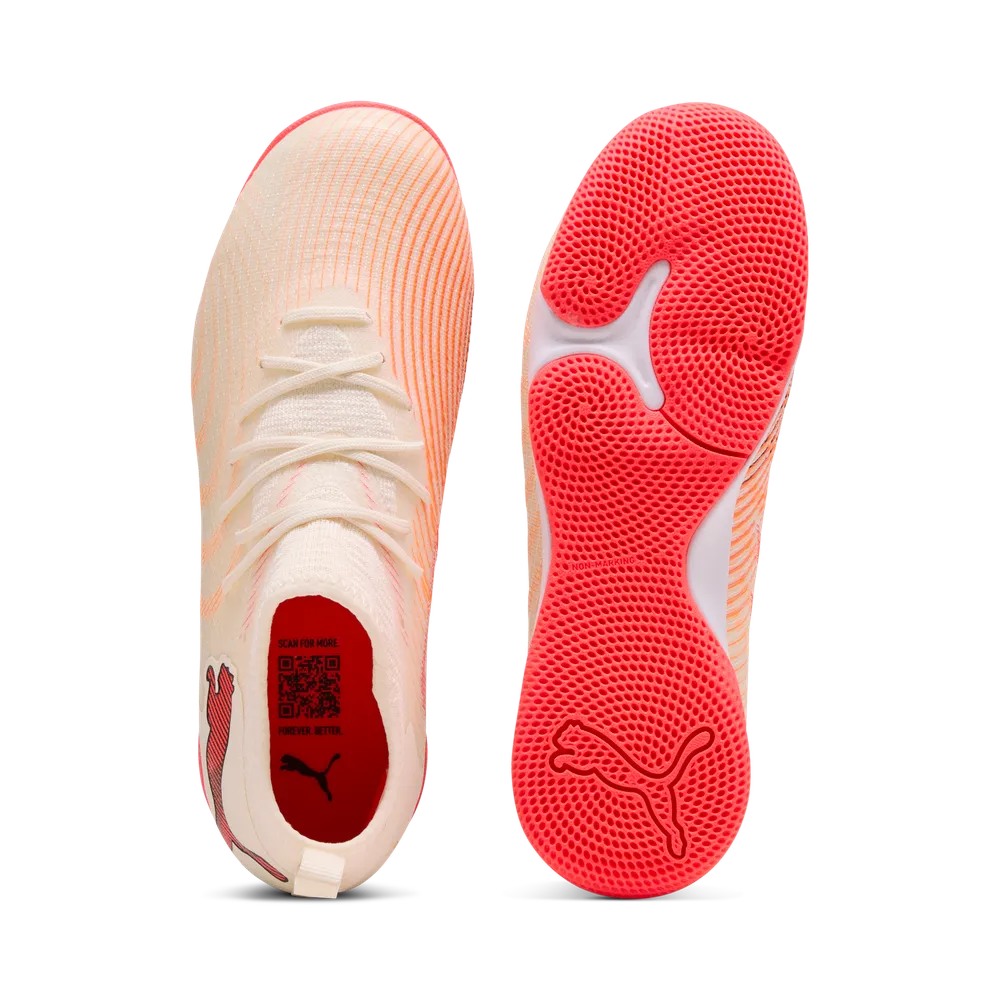 Puma FUTURE 9 MATCH IT + Mid Hallenfußballschuhe Kinder – Sugared Almond / White Ultra Red / Black