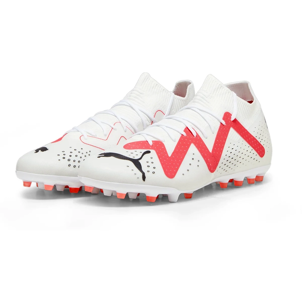 Puma FUTURE MATCH MG Fußballschuhe - White/Black/Fire Red