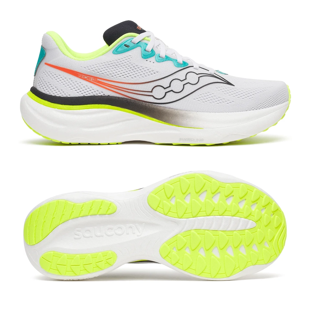Saucony Ride 19 Herren Neutral-Laufschuh - White | Citron