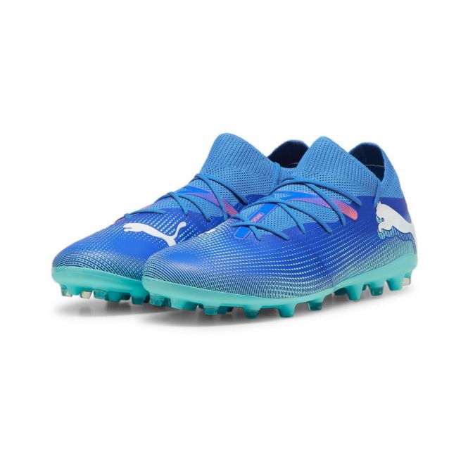 Puma FUTURE 7 MATCH MG Rasen + Kunstrasenschuh - Bluemazing/Weiß/Electric Peppermint