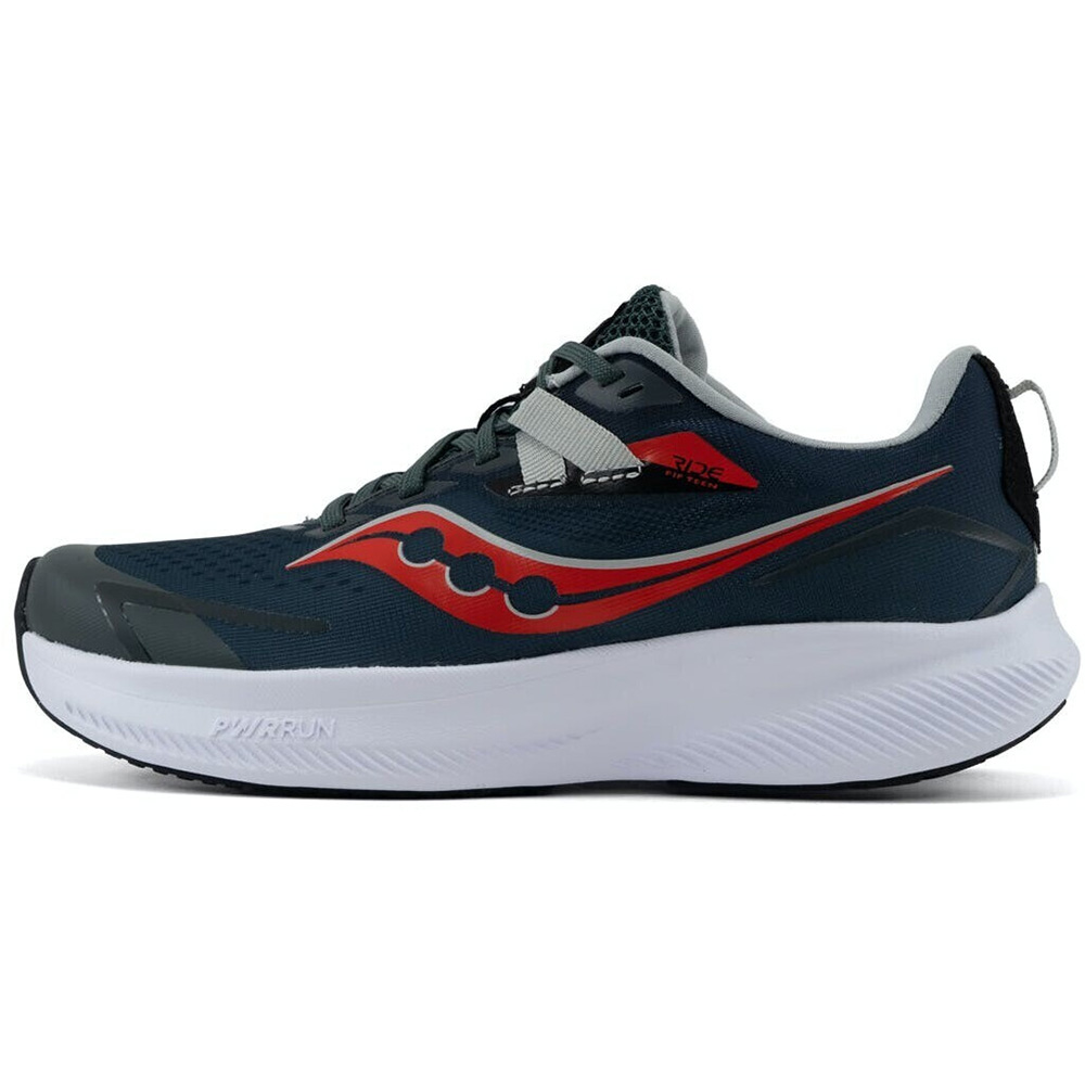 saucony Ride 15 Kinder neutraler Laufschuh - Grey | Black | Red
