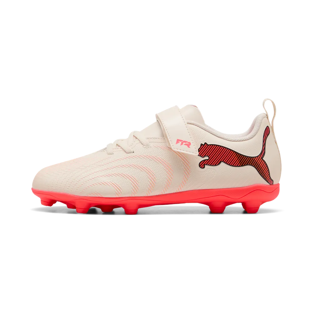 Puma FUTURE 9 PLAY V FG/AG RB Fußballschuhe Kinder – Sugared Almond / White Ultra Red / Black