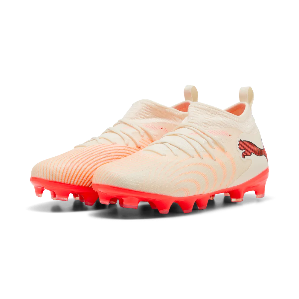 Puma FUTURE 9 MATCH FG/AG Fußballschuhe Kinder – Sugared Almond / White Ultra Red / Black