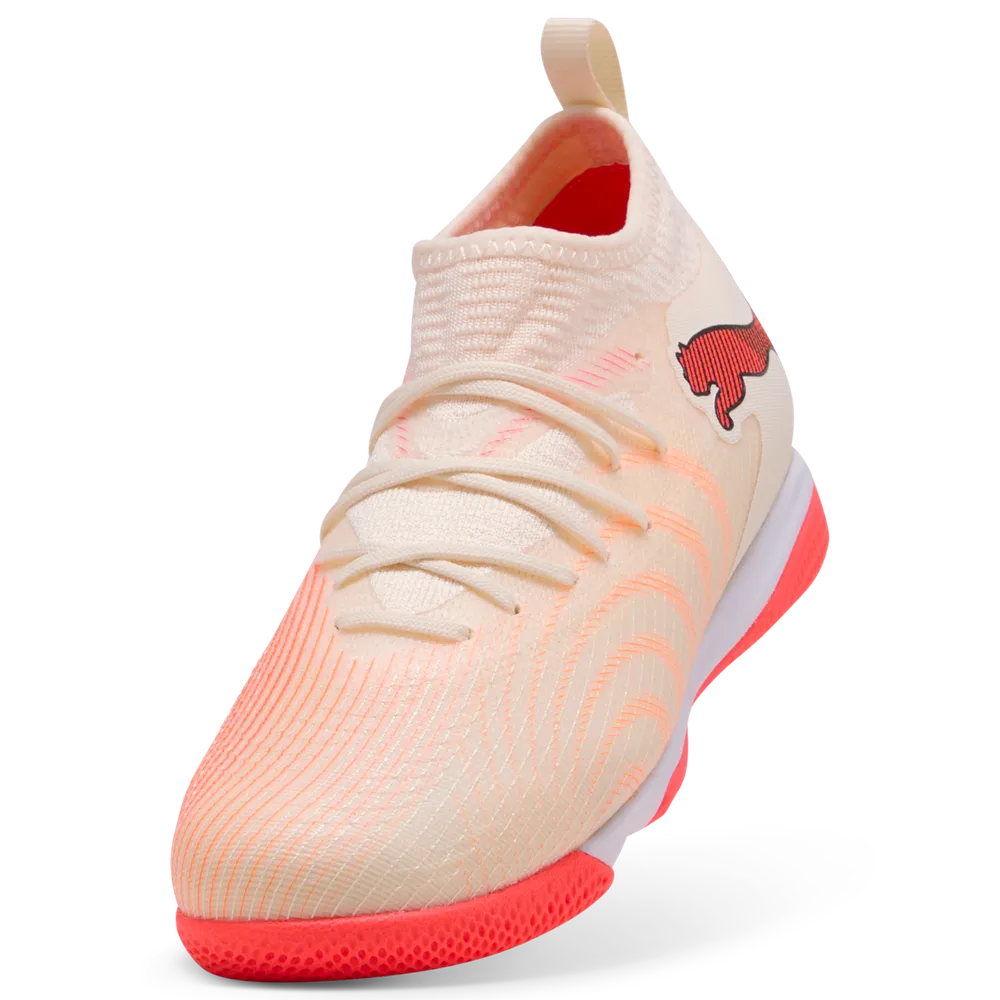 Puma FUTURE 9 MATCH IT + Mid Hallenfußballschuhe Kinder – Sugared Almond / White Ultra Red / Black
