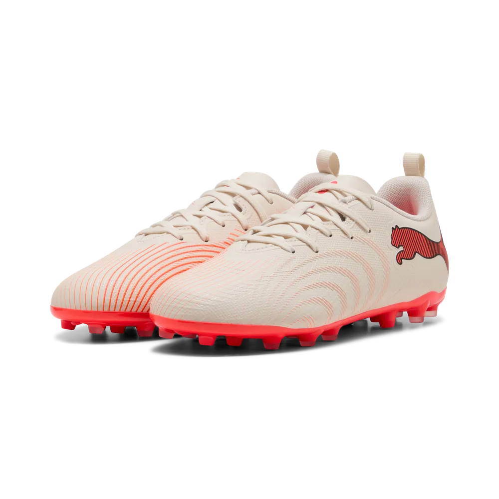 Puma FUTURE 9 PLAY MG Fußballschuhe Kinder – Sugared Almond / White Ultra Red / Black