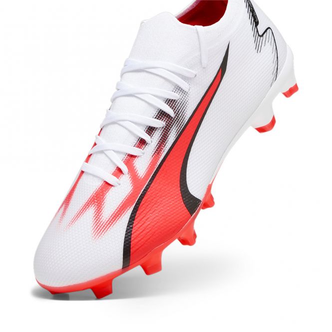 Puma ULTRA MATCH FG/AG Fussballschuh - white black fire red Puma ULTRA MATCH FG/AG Fussballschuh - white black fire red