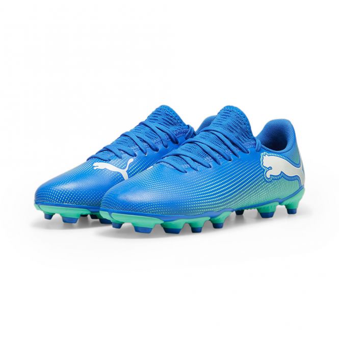 Puma FUTURE 7 PLAY FG/AG JR Fussballschuh - Hyperlink Blue Mint White