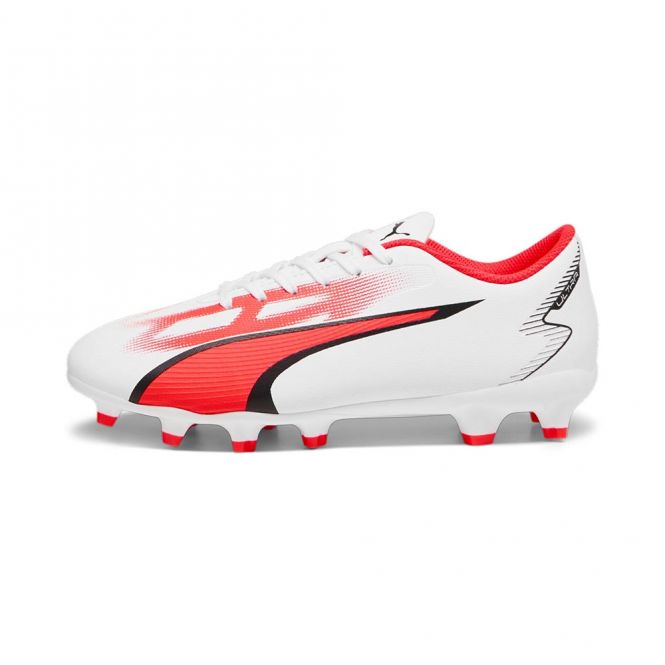 Puma ULTRA PLAY FG/AG JR Fussballschuh - white black fire red Puma ULTRA PLAY FG/AG JR Fussballschuh - white black fire red