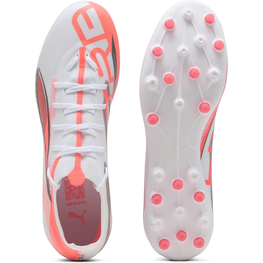 Puma ULTRA 5 MATCH MG Fußballschuhe – White/Black/Glowing Red