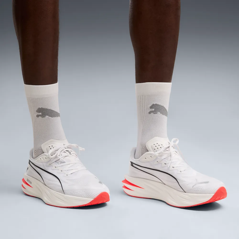 Puma Deviate Pure NITRO Laufschuhe für Herren – White/Ultra Red/Silver