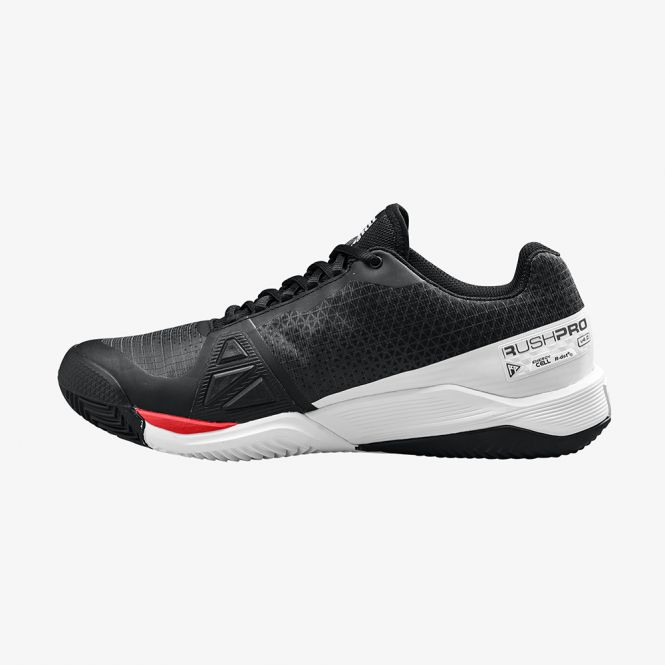Wilson Rush Pro 4.0 Herren Tennisschuh - Schwarz/Weiß/Poppy Red Wilson Rush Pro 4.0 Herren Tennisschuh - Schwarz/Weiß/Poppy Red