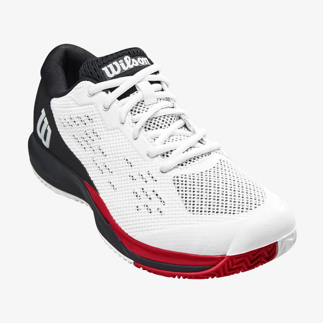 Wilson Rush Pro Ace Herren Tennisschuh - Weiß/Schwarz/Poppy Red Wilson Rush Pro Ace Herren Tennisschuh - Weiß/Schwarz/Poppy Red