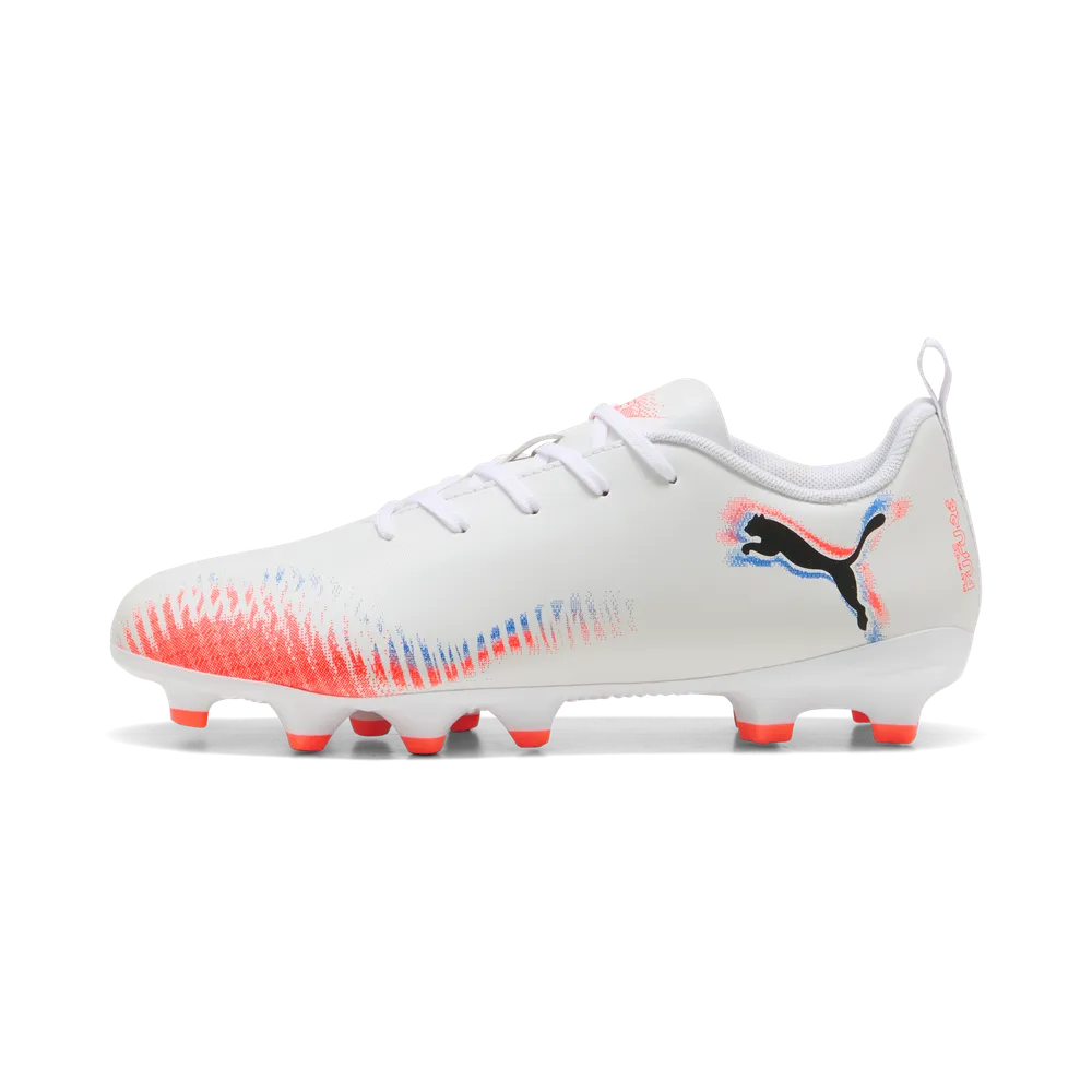 Puma FUTURE 8 PLAY FG/AG Jr Fußballschuhe Kinder – White/Black/Glowing Red