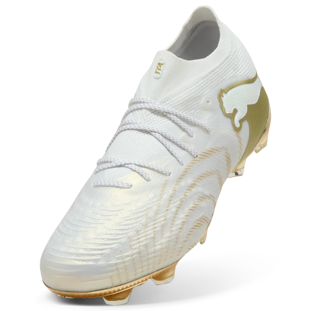Puma FUTURE 9 ULTIMATE FG Fußballschuhe – White Metallic Gold/Black