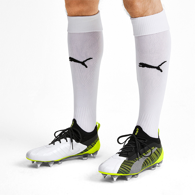 Puma ONE 5.1 Netfit Mx SG Stollenschuh Gelb Schwarz Weiß Puma ONE 5.1 Netfit Mx SG Stollenschuh Gelb Schwarz Weiß