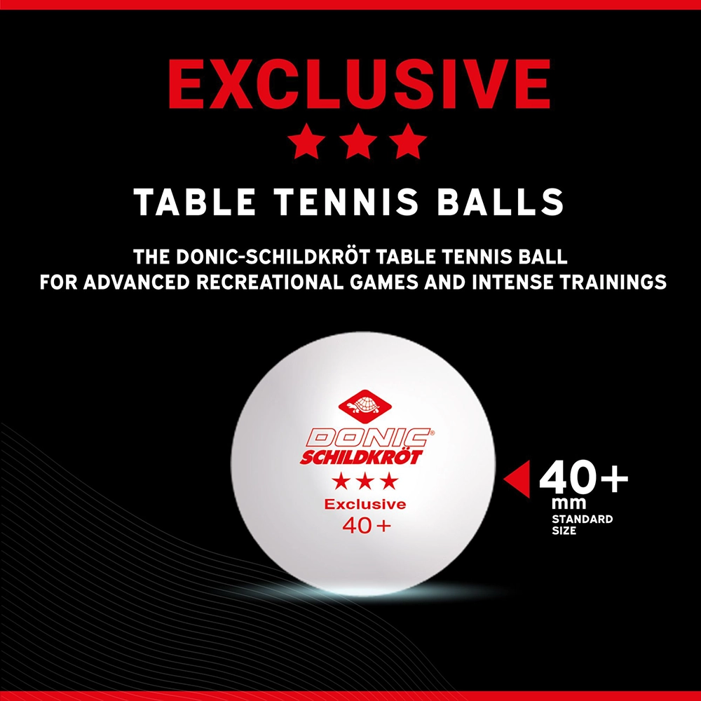 Donic Schildkröt Tischtennisball 3 Stern Exclusive Ball – 3er Karton
