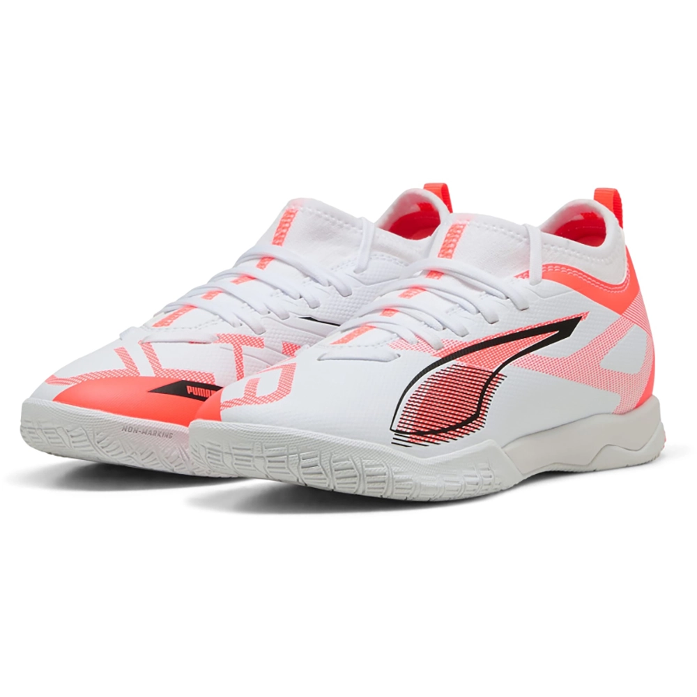 Puma ULTRA 5 MATCH IT + MID Jr Fußballschuhe Kinder – White/Black Glowing Red Puma ULTRA 5 MATCH IT + MID Jr Fußballschuhe Kinder – White/Black Glowing Red
