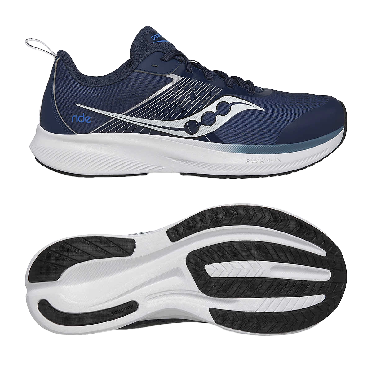 saucony Ride Kinder neutraler Laufschuh - Navy | Silver