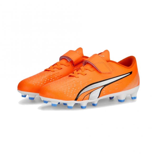 Puma ULTRA PLAY FG/AG V JR Fussballschuh - ultra orange white blue glimmer Puma ULTRA PLAY FG/AG V JR Fussballschuh - ultra orange white blue glimmer