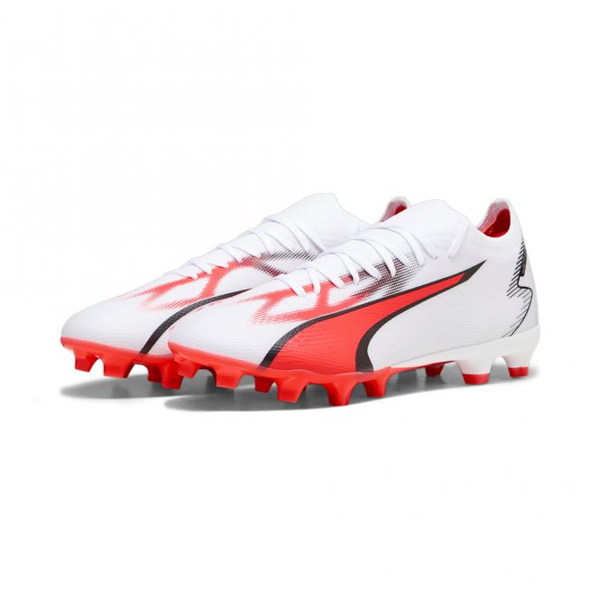 Puma ULTRA MATCH FG/AG Fussballschuh - white black fire red Puma ULTRA MATCH FG/AG Fussballschuh - white black fire red