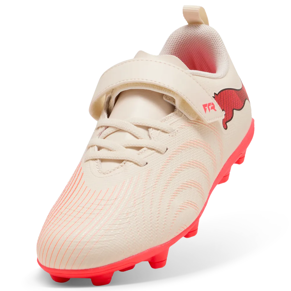 Puma FUTURE 9 PLAY V FG/AG RB Fußballschuhe Kinder – Sugared Almond / White Ultra Red / Black
