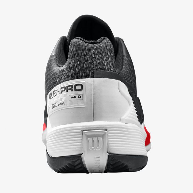 Wilson Rush Pro 4.0 Herren Tennisschuh - Schwarz/Weiß/Poppy Red Wilson Rush Pro 4.0 Herren Tennisschuh - Schwarz/Weiß/Poppy Red
