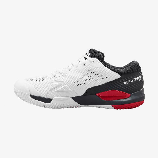 Wilson Rush Pro Ace Herren Tennisschuh - Weiß/Schwarz/Poppy Red Wilson Rush Pro Ace Herren Tennisschuh - Weiß/Schwarz/Poppy Red