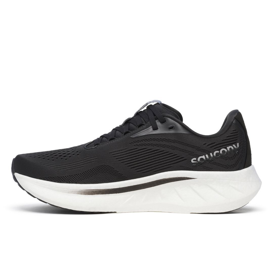 saucony Ride 18 Herren Neutral Laufschuh - Black | White 