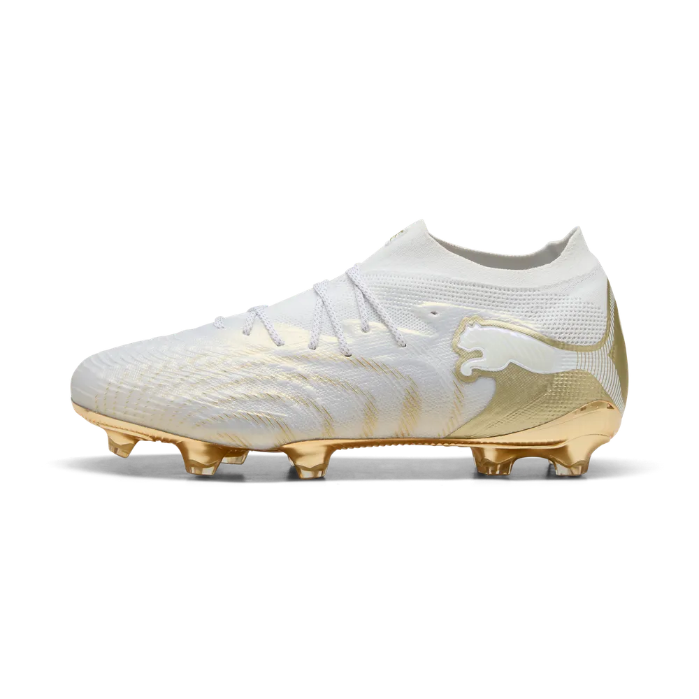 Puma FUTURE 9 ULTIMATE FG Fußballschuhe – White Metallic Gold/Black