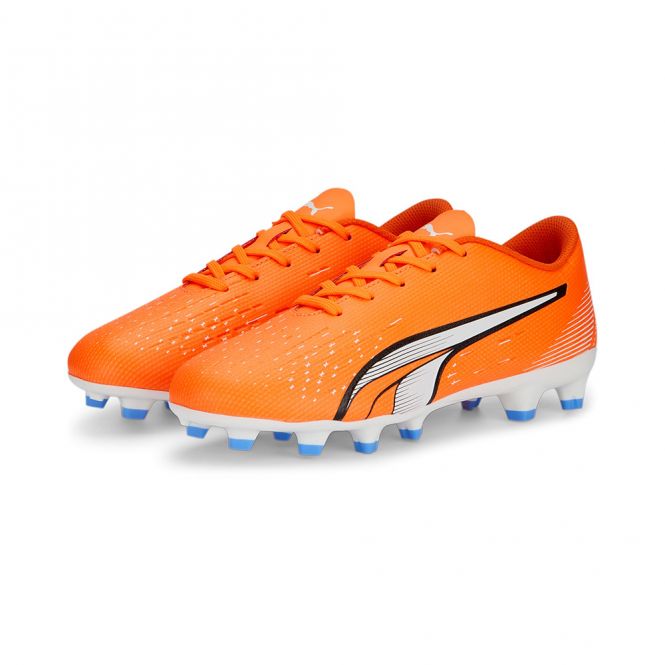 Puma ULTRA PLAY FG/AG JR Fussballschuh - ultra orange white blue glimmer Puma ULTRA PLAY FG/AG JR Fussballschuh - ultra orange white blue glimmer