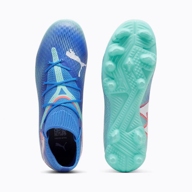 Puma FUTURE 7 PRO FG/AG JR Fussballschuh - Bluemazing/Weiß/Electric Peppermint