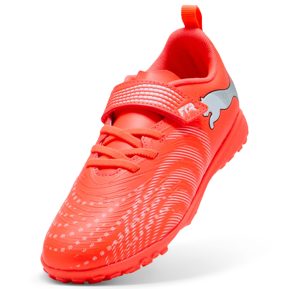 Puma FUTURE 9 PLAY TT V Jr Fußballschuhe Kinder – Glowing Red/White/Black/Sliver